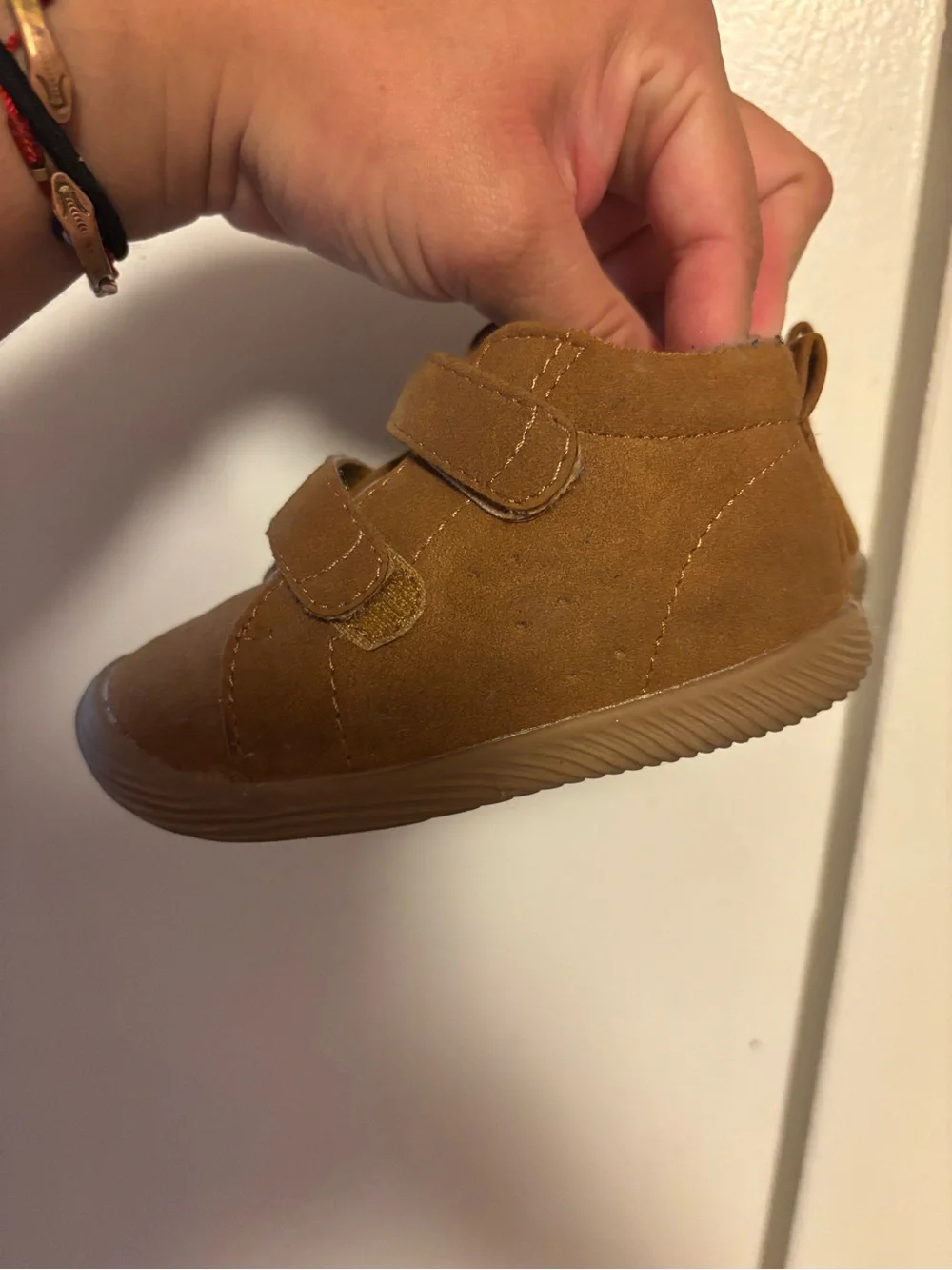 Kids Brown Velcro High-Top Sneakers